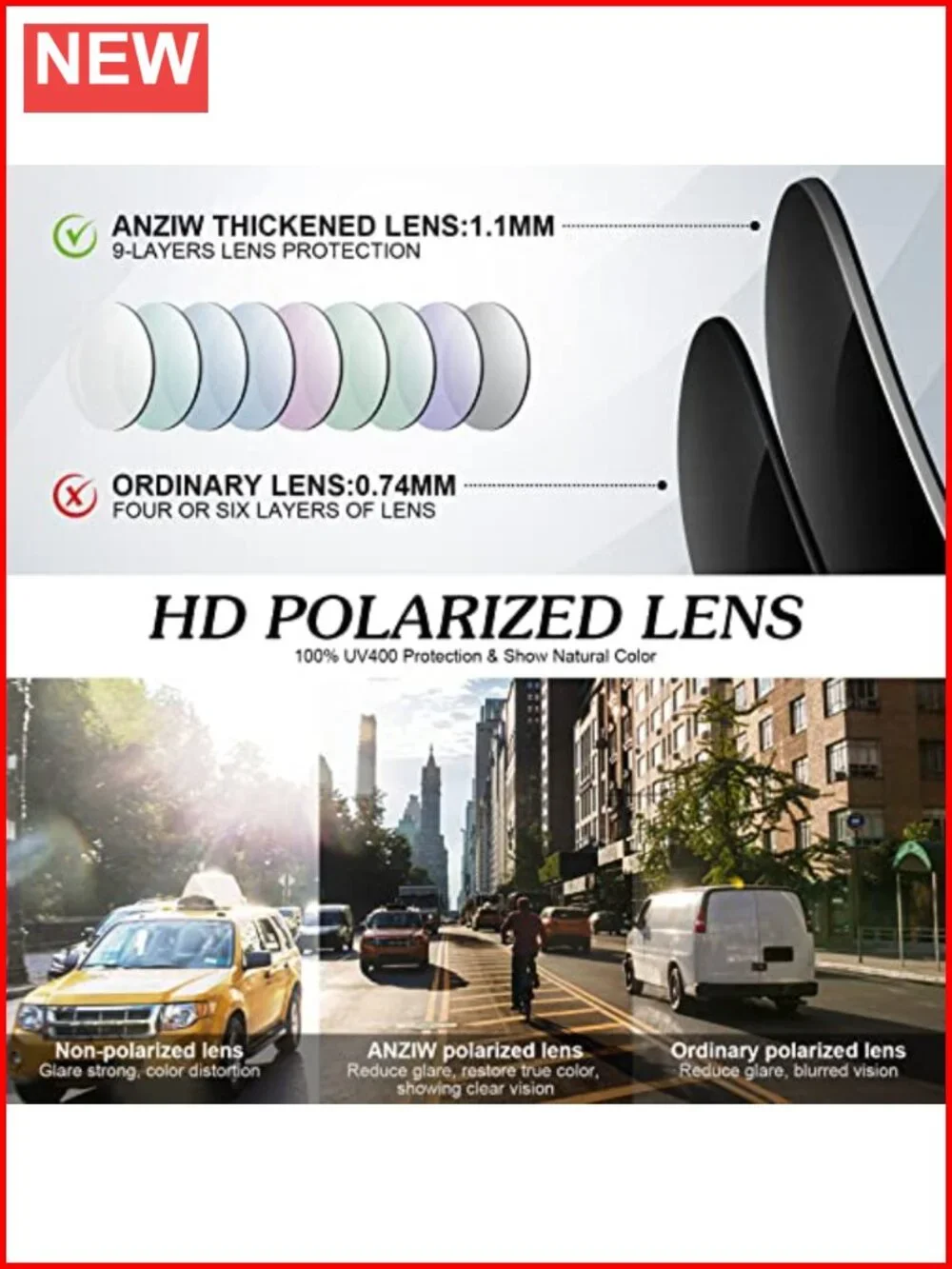 Lightweight Metal Frame Polarized Sunglasses UV400 Protection